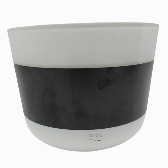 ANNE NILSSON Kosta Boda Glass Bowl Vase White with Black Band Sweden Vintage - Picture 8 of 10